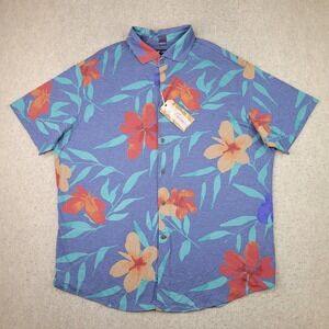 Cremieux Martinique Hawaiian Shirt Mens 2XL Blue Button Up Short Sleeve NEW